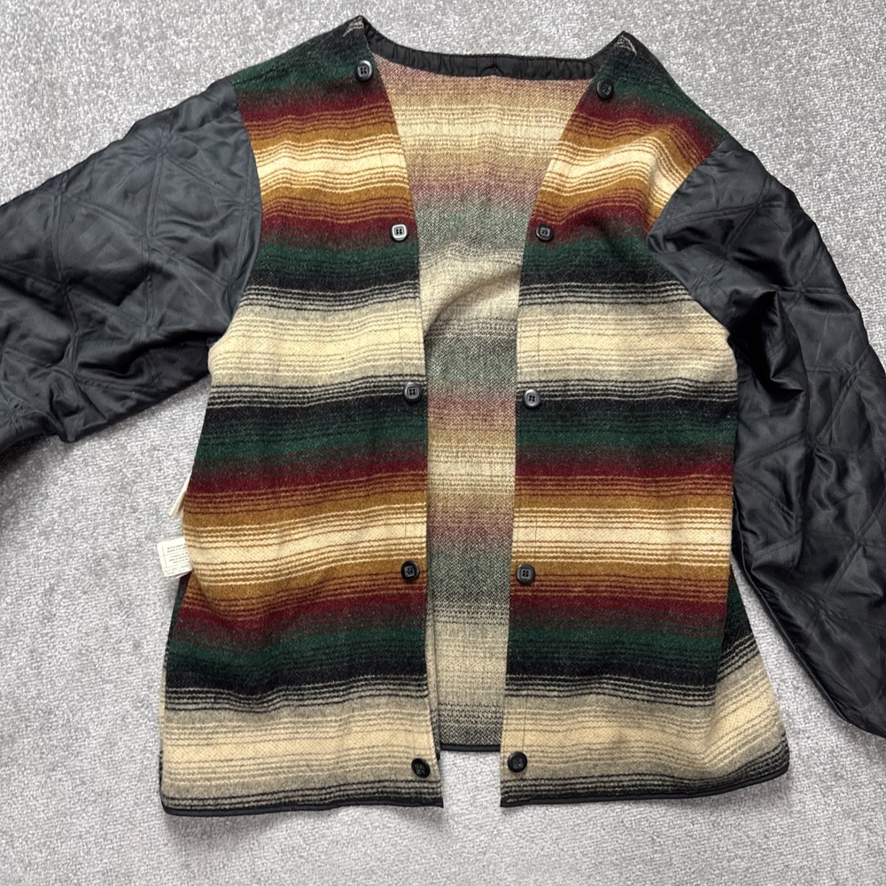 Vintage Woolrich XL Coat LINER ONLY Serape Wool Buttons USA Stripe Replacement - Picture 5 of 7